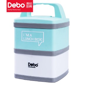 徳铂(debo) 双层饭盒 卫生方便居家旅行必备 1.4L 普林 DEP-F610G