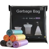 抽绳式收口穿绳加厚垃圾袋手提塑料袋5卷 颜色随机