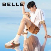百丽Belle拼接休闲板鞋 男春新商场同款时尚板鞋7DU01AM1