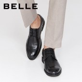 百丽Belle内增高商务休闲皮鞋 男牛皮黑色鞋婚鞋大码皮鞋10822CM8