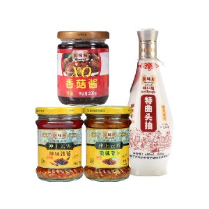 【精品广味套装】国味威XO香菇酱200g＋特曲头抽150ml＋拌饭辣酱200g＋爽辣萝卜220g