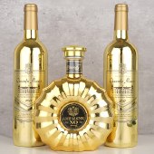 昂富庄园 金瓶三件套礼盒装 750ml*2干红葡萄酒+700ml*1XO白兰地