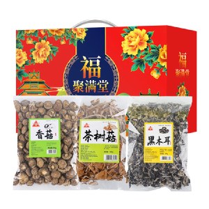 川珍  黑木耳香菇茶树菇组合 福聚满堂礼盒1500g/盒   南北干货 炒菜凉拌 山珍菌菇煲汤食材